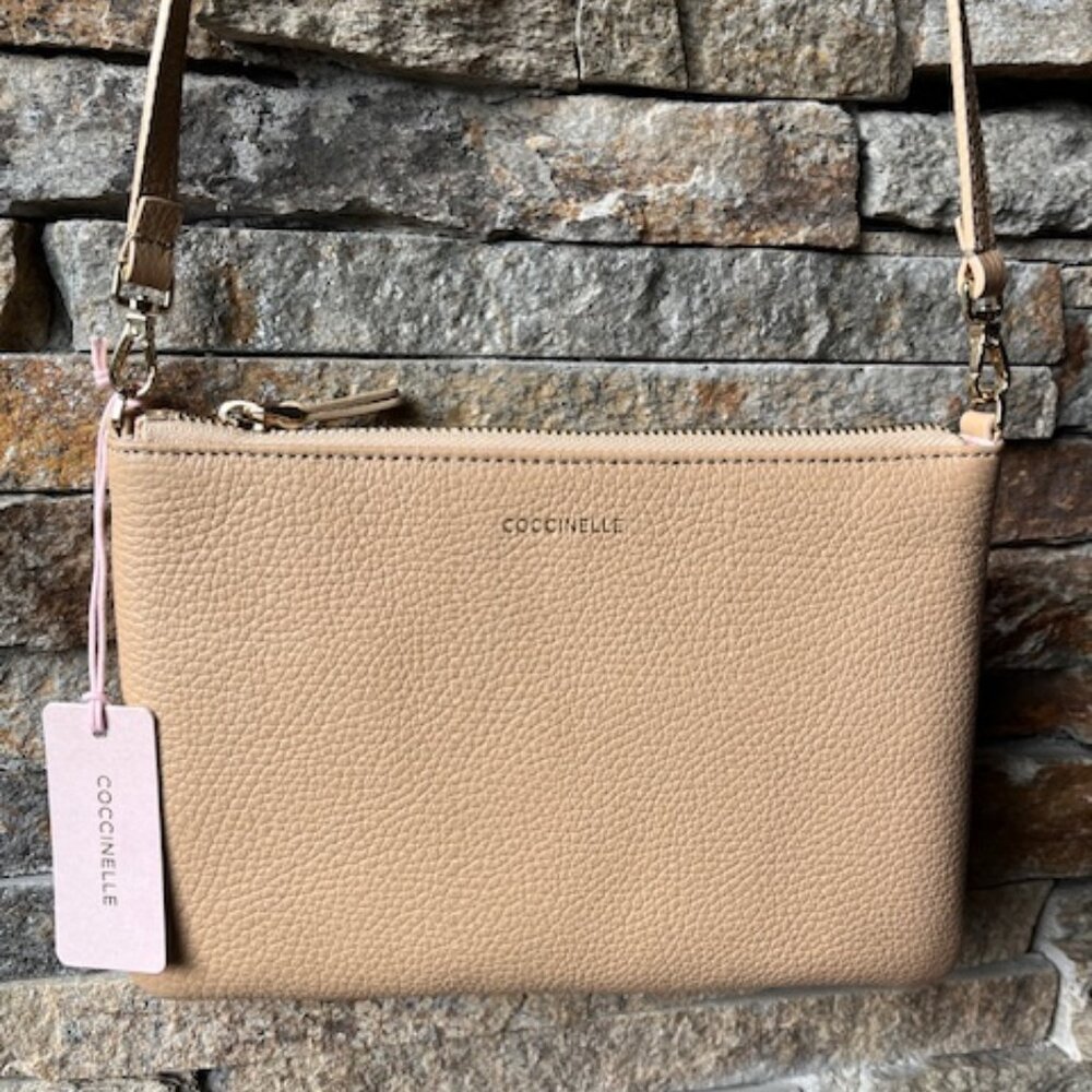 NWT Italian COCCINELLE Grained leather Small cross body bag w/adjustable strap